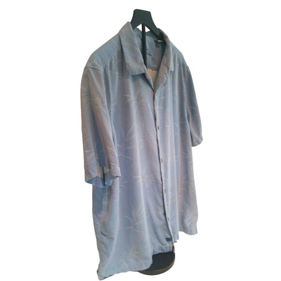 Tommy Bahama 100% Silk Hawaiin Short Sleeve Button Up Blue Shirt XXL - Picture 3 of 10